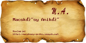 Macskásy Anikó névjegykártya