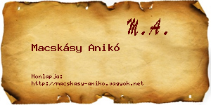 Macskásy Anikó névjegykártya